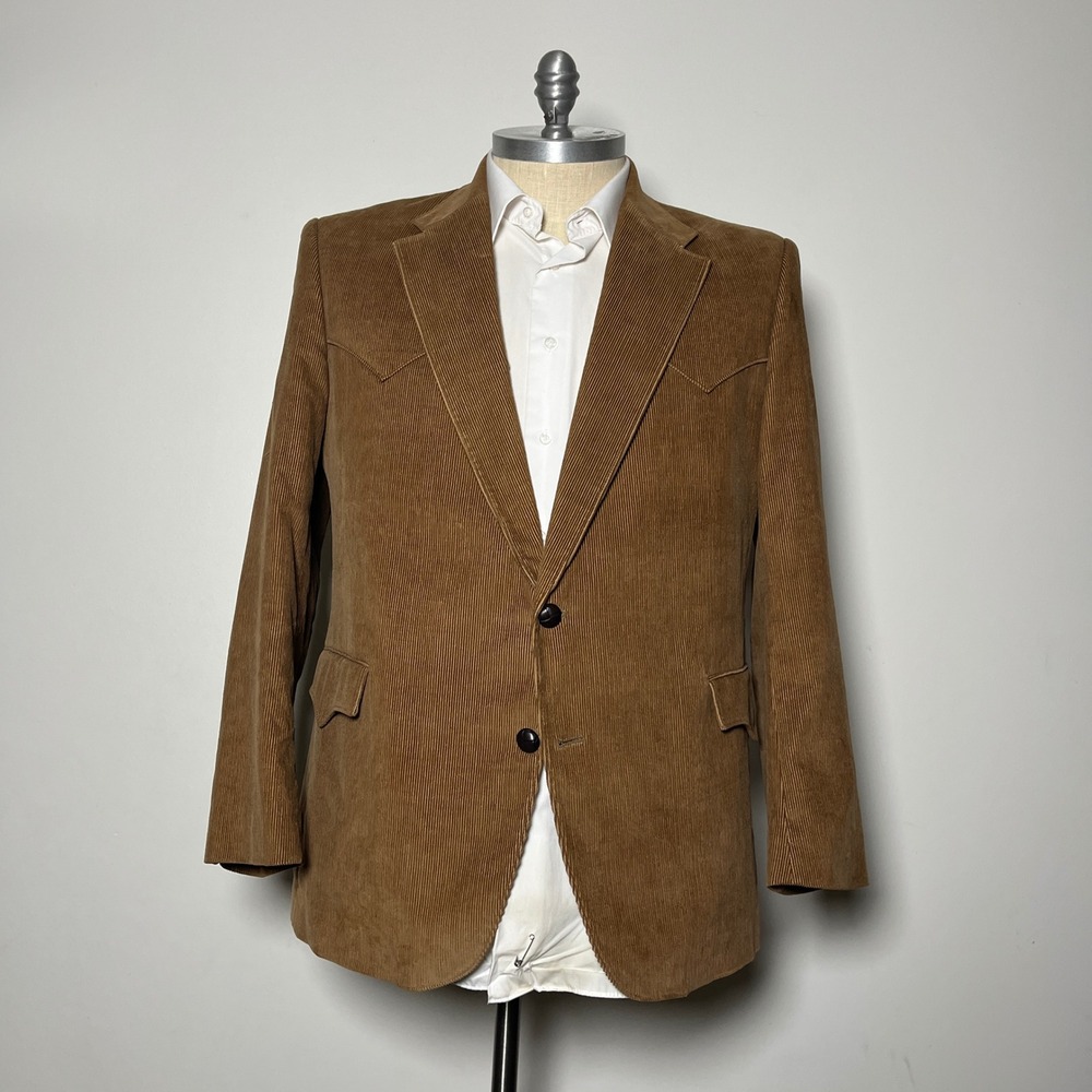 Circle S Western Blazer Mens 46R Brown Corduroy Suede Elbow Patch Yoke Back